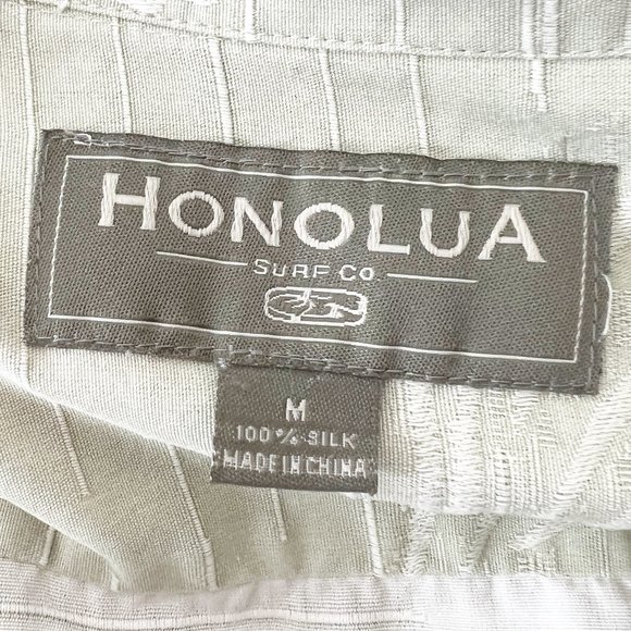Honolua Hawaiian Shirt Men Medium Green Tropical Button Up Silk Embossed S/S Tee - Picture 3 of 8